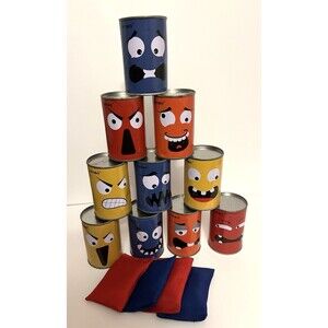 Harborii Bean Bag Toss Game Halloween Party Game Funny Face Cans Bags COMPLETE